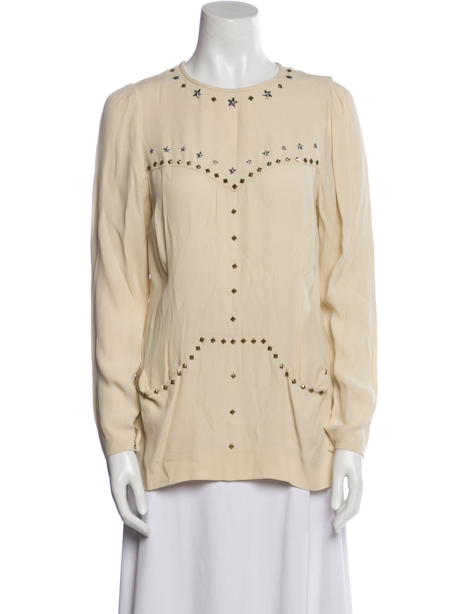 Isabel Marant Crew Neck Long Sleeve Button-Up Top